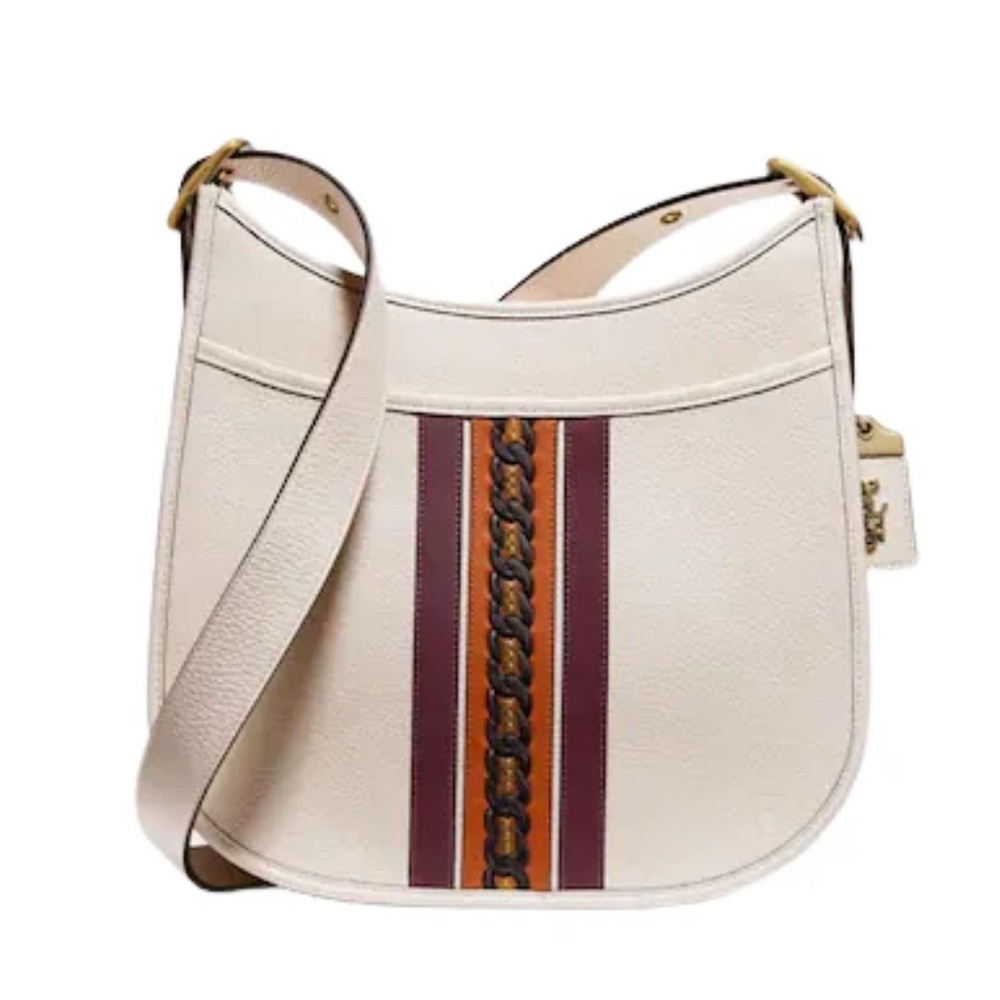 COACH 1941 Emery Varsity Stripe Glovetanned Pebble Leather Crossbody in Chalk